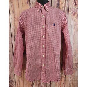 Ralph Lauren Mens Red Gingham Button-Down Shirt M edium